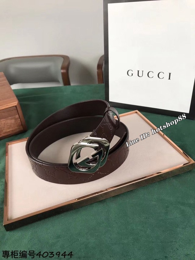 Gucci爆款男士皮帶 古奇糕樹皮鋼扣腰帶  jjp2328